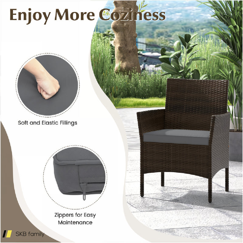 4 Piece Patio Rattan Conversation Set With Cozy Seat Cushions 240515-229124