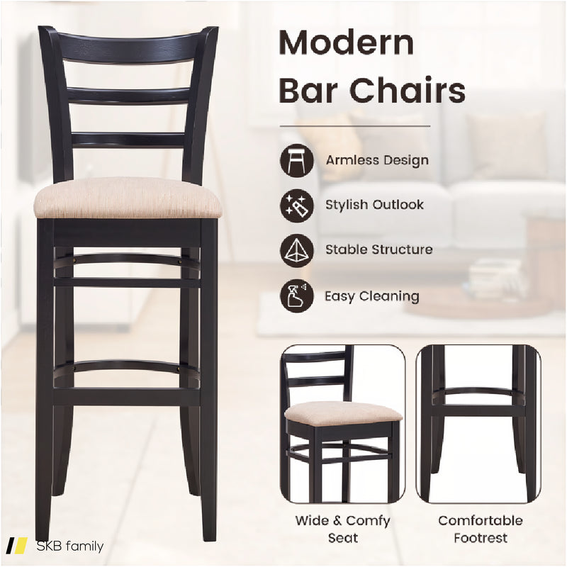 Bar Chairs With Ergonomic Backrest And Comfy Footrest And Soft Padded Seat 240515-229133