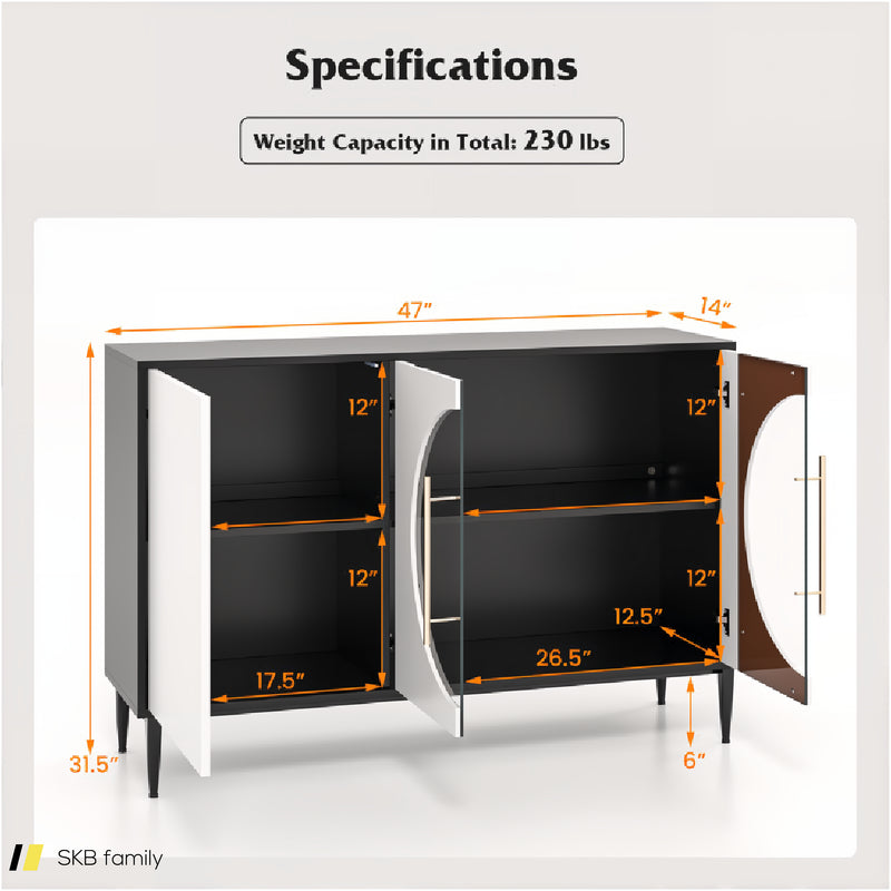 Sideboard Cabinet With Tempered Glass Door For Living Room Dining Room Kitchen 240515-229134