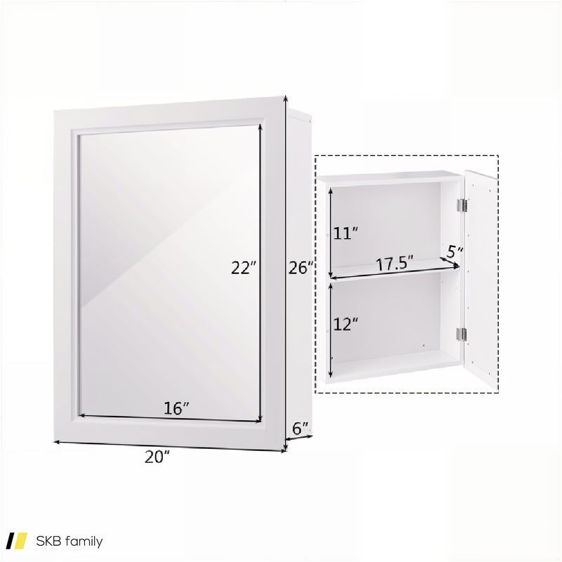 Mirrored Bathroom Medicine Cabinet With Single Door And Adjustable Shelf 240515-229136