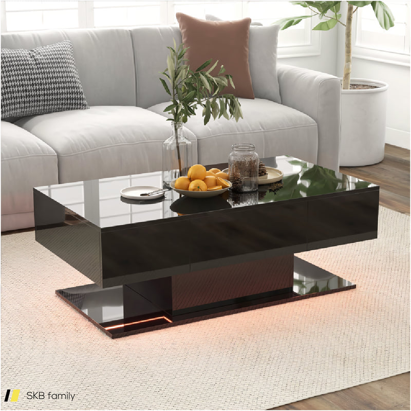 Modern Led Coffee Table With 20 Color Led Lights And 2 Storage Drawers 240515-229138