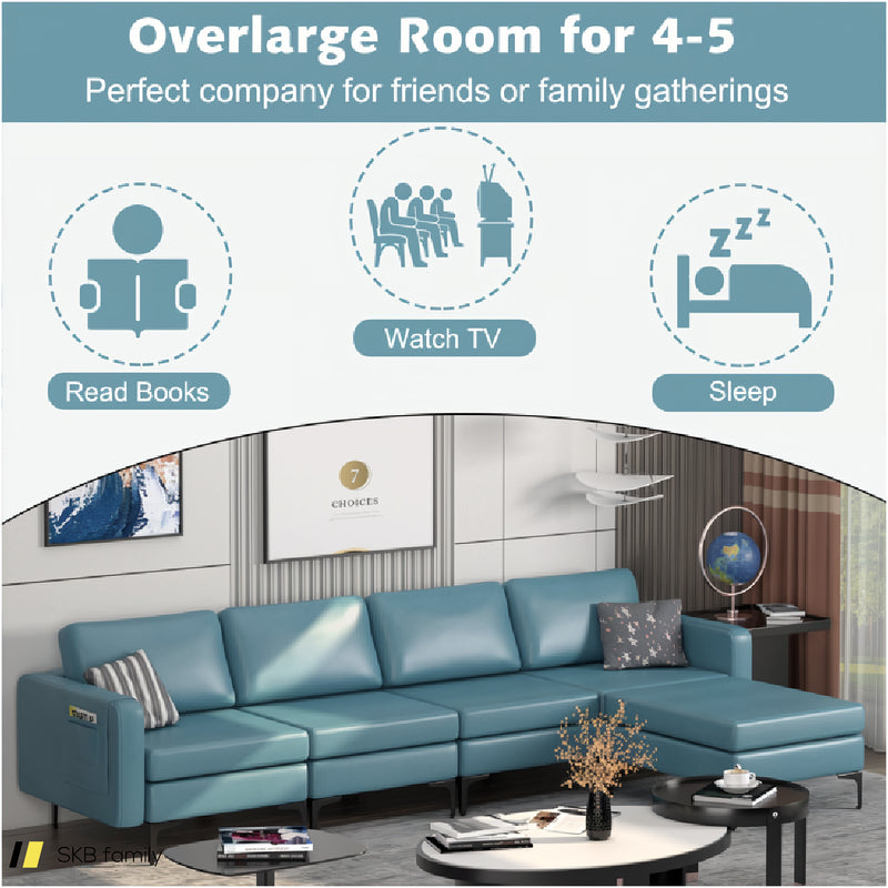 Modular L-Shaped Sectional Sofa With Reversible Ottoman And 2 Usb Ports 240515-229143