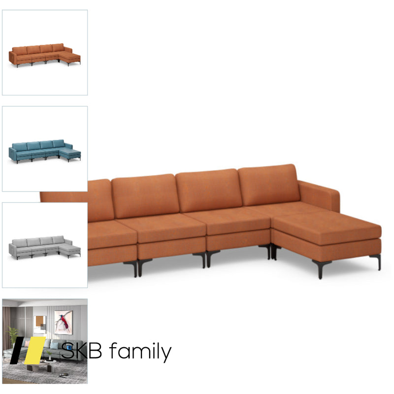 Modular L-Shaped Sectional Sofa With Reversible Ottoman And 2 Usb Ports 240515-229143