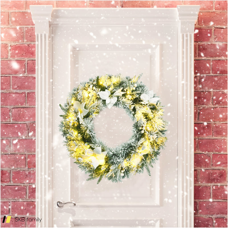 24 Inches Pre-Lit Artificial Christmas Wreath With 50 Led Lights 240515-229148