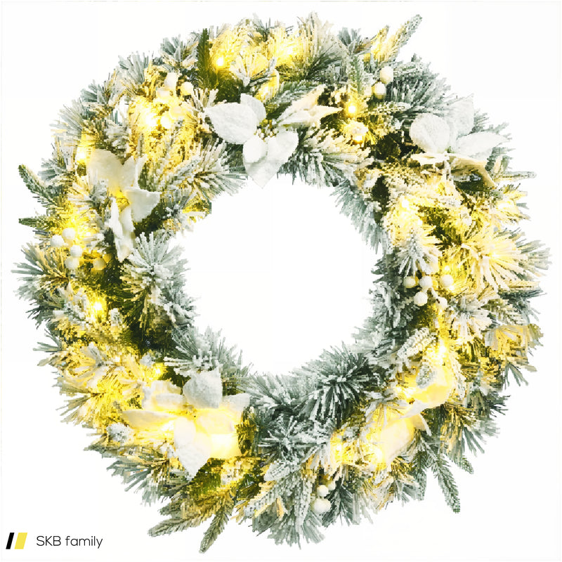 24 Inches Pre-Lit Artificial Christmas Wreath With 50 Led Lights 240515-229148