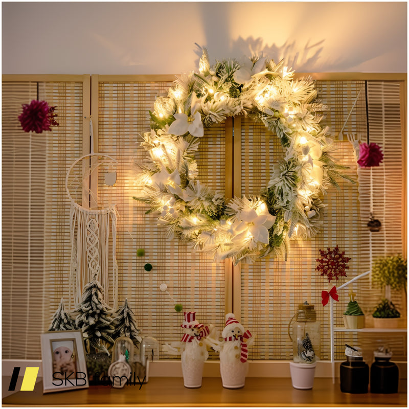 24 Inches Pre-Lit Artificial Christmas Wreath With 50 Led Lights 240515-229148