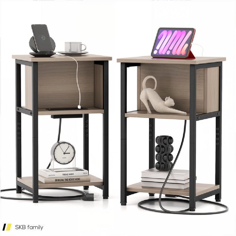 3-Tier End Table With Usb Ports & Power Outlets 240515-229153