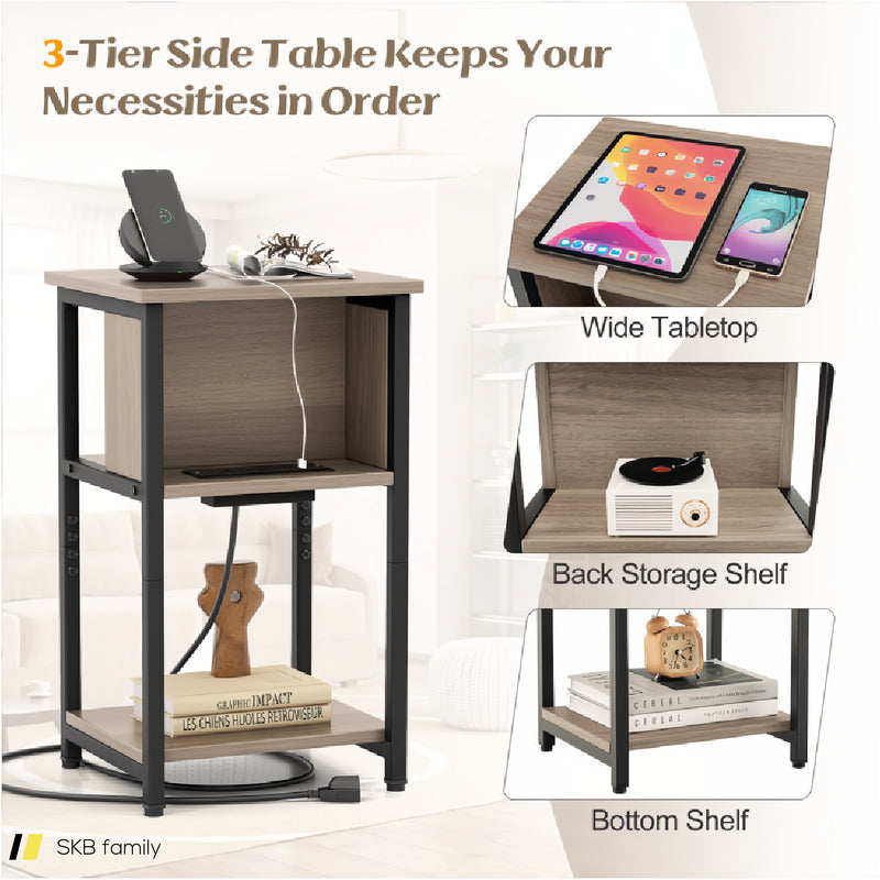 3-Tier End Table With Usb Ports & Power Outlets 240515-229153