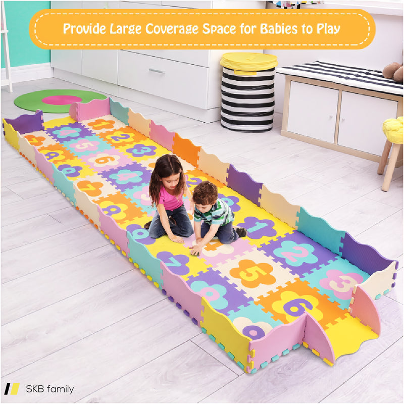 75 Pieces Baby Foam Interlocking Play Mat With Fence With Detachable Numbers 240515-229154