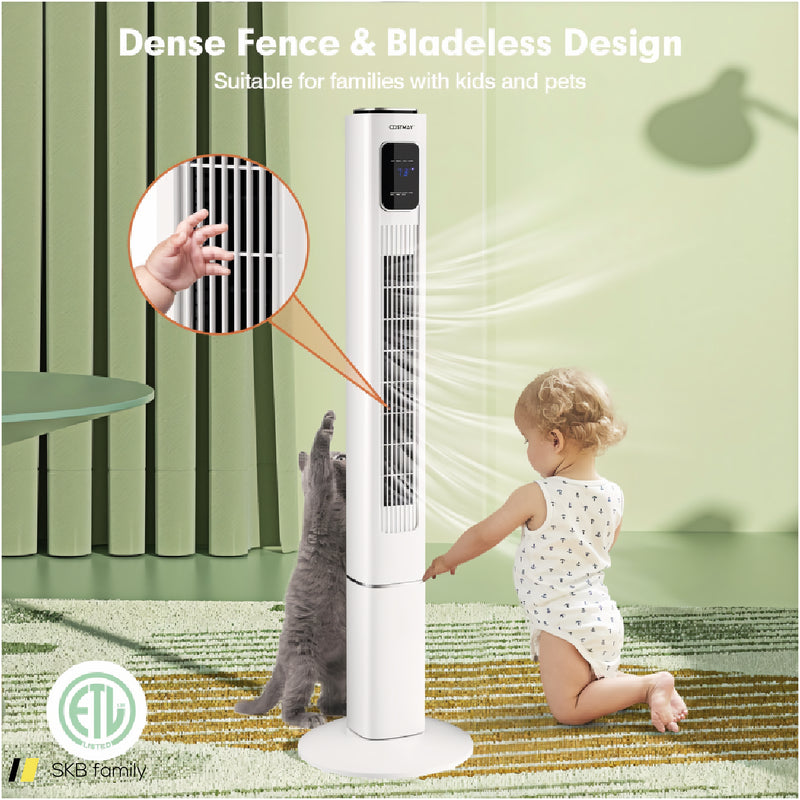 Portable 48 Inch Oscillating Standing Bladeless Tower Fans With 3 Speeds Remote Control 240515-229161