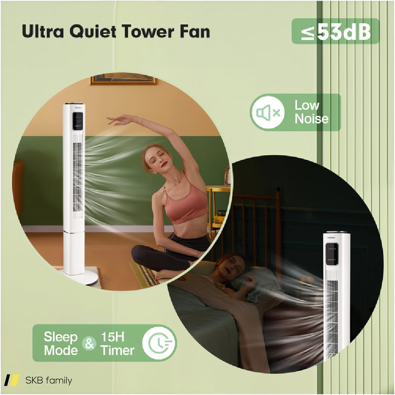 Portable 48 Inch Oscillating Standing Bladeless Tower Fans With 3 Speeds Remote Control 240515-229161