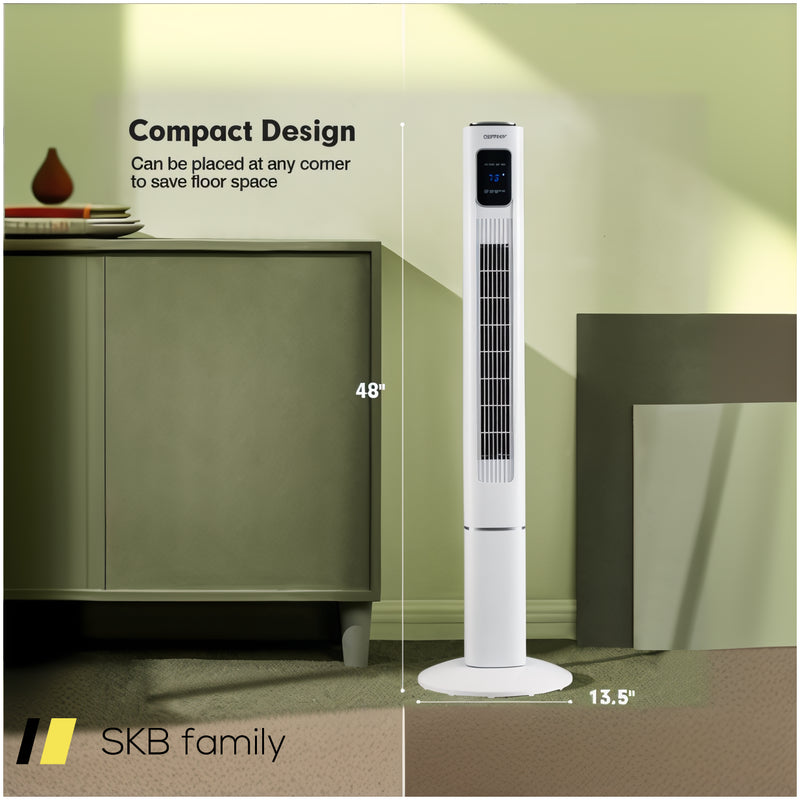 Portable 48 Inch Oscillating Standing Bladeless Tower Fans With 3 Speeds Remote Control 240515-229161