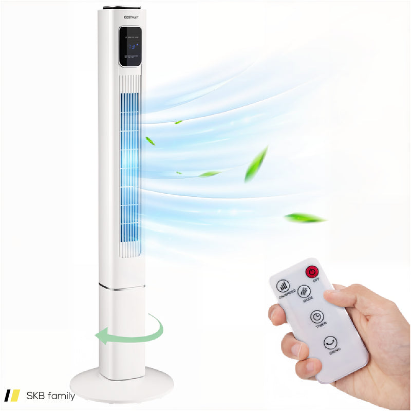 Portable 48 Inch Oscillating Standing Bladeless Tower Fans With 3 Speeds Remote Control 240515-229161