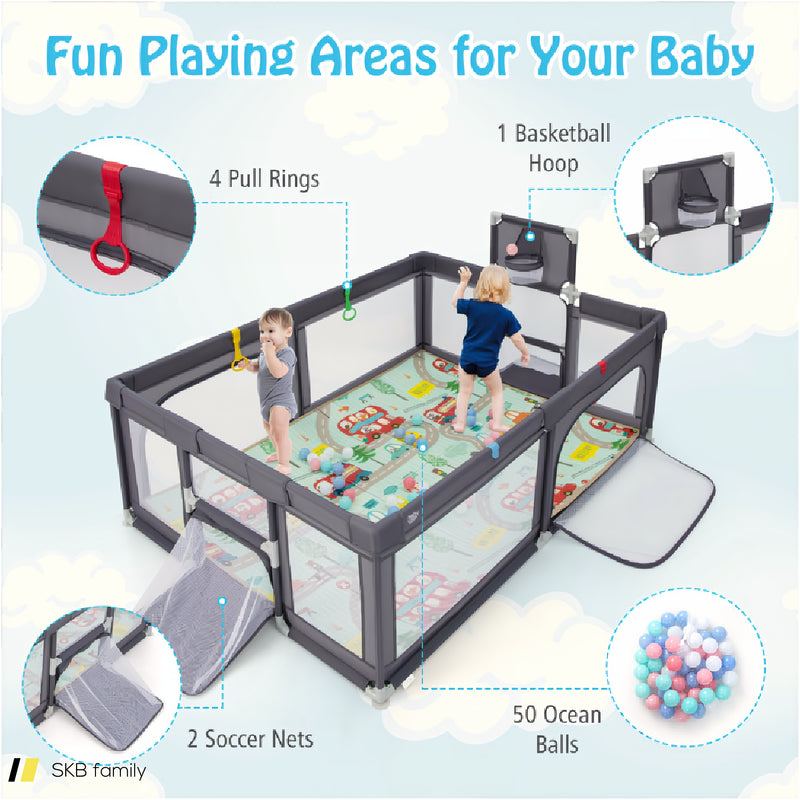 Large Baby Playpen With Mat And Ocean Balls 240515-229166