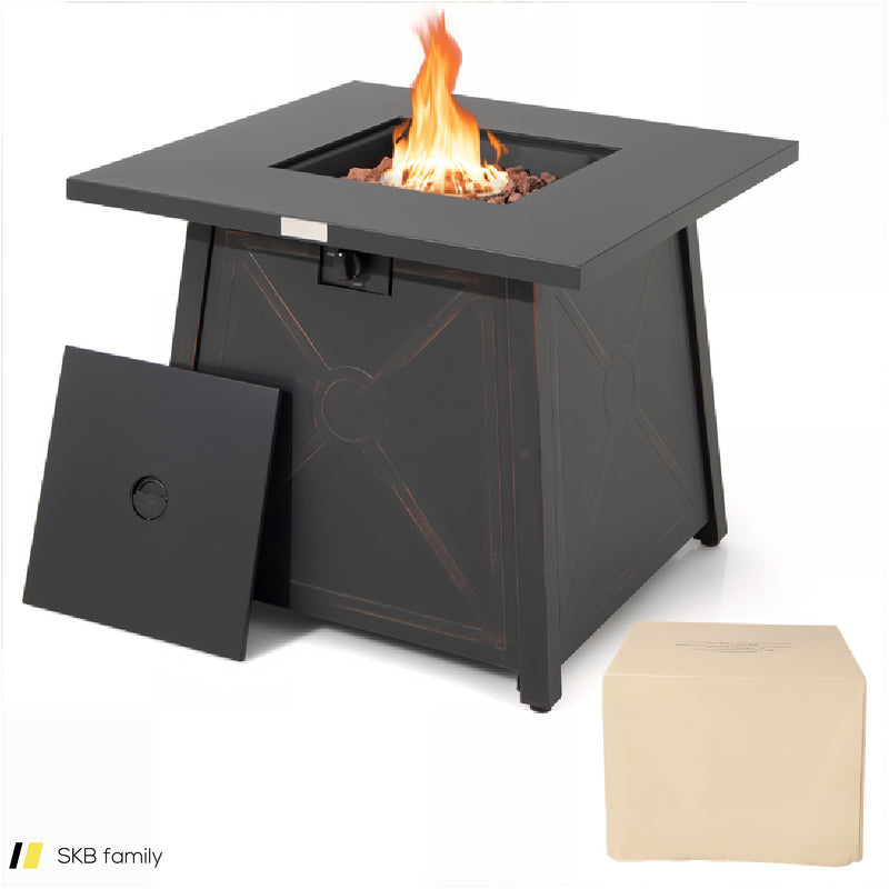 30 Inch Square Propane Gas Fire Table With Waterproof Cover 240515-229167