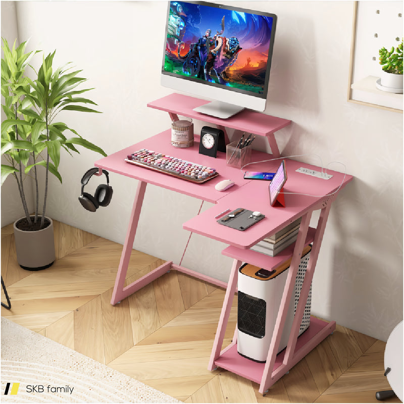 L Shaped Gaming Desk With Outlets And Usb Ports 240515-229168