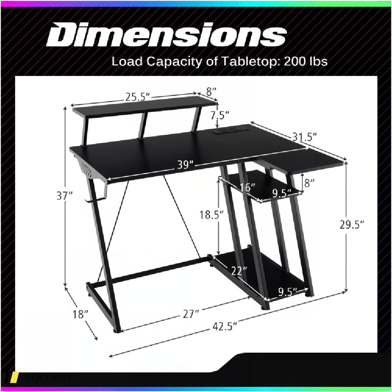 L Shaped Gaming Desk With Outlets And Usb Ports 240515-229168