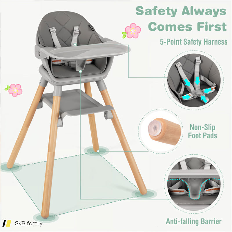 6 In 1 Convertible Highchair With Safety Harness And Removable Tray 240515-229169