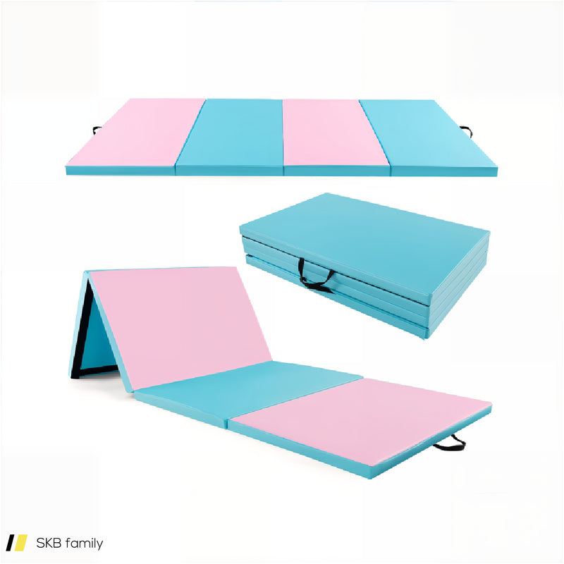 4-Panel Pu Leather Folding Exercise Mat With Carrying Handles 240515-229174