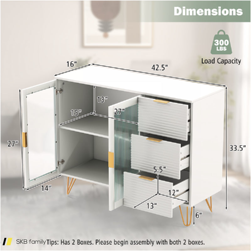 Modern Sideboard Buffet Cabinet With 2 Doors And 3 Drawers For Living Room Dining Room 240515-229178