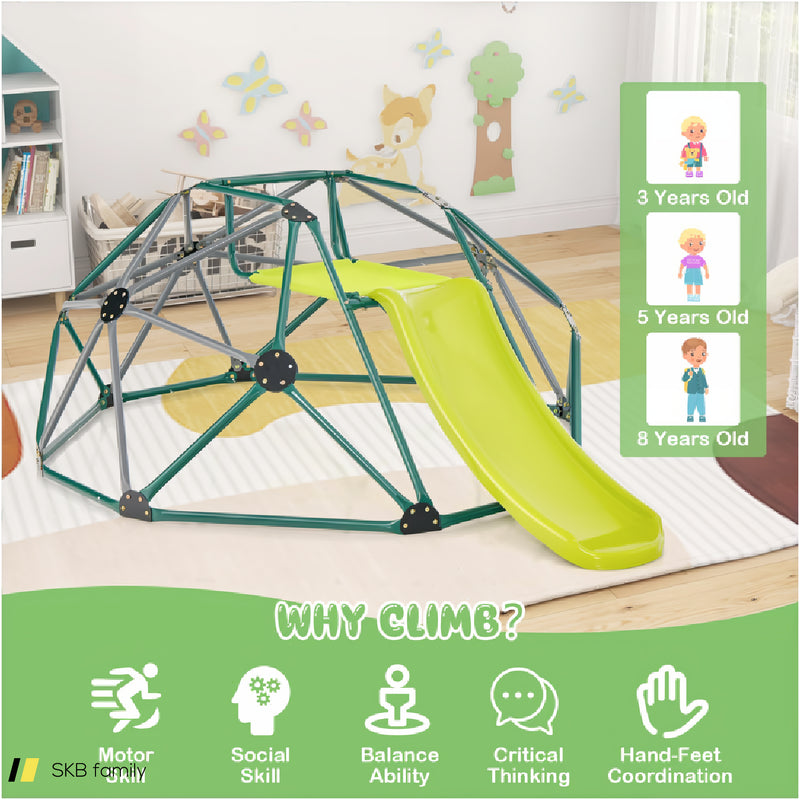 Kids Climbing Dome With Slide And Fabric Cushion For Garden Yard 240515-229180