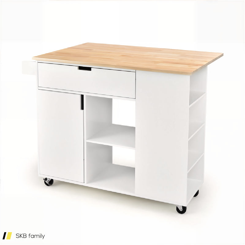 Drop-Leaf Kitchen Island With Rubber Wood Top 240515-229185