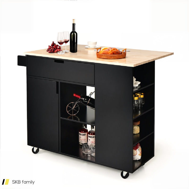 Drop-Leaf Kitchen Island With Rubber Wood Top 240515-229185