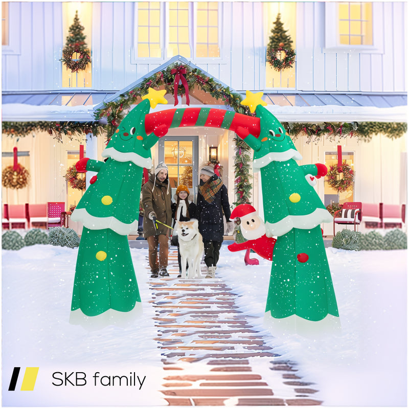 11 Feet Lighted Christmas Inflatable Archway Decoration With Santa Claus 240515-229188