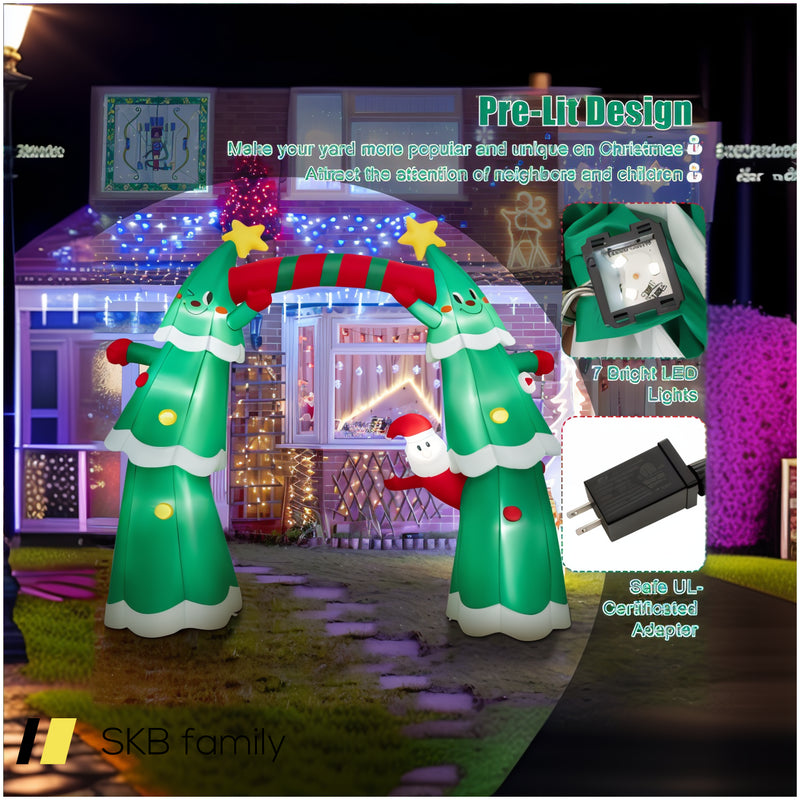 11 Feet Lighted Christmas Inflatable Archway Decoration With Santa Claus 240515-229188