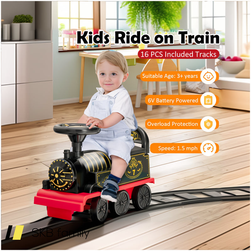 6v Electric Kids Ride On Car Toy Train With 16 Pieces Tracks 240515-229190