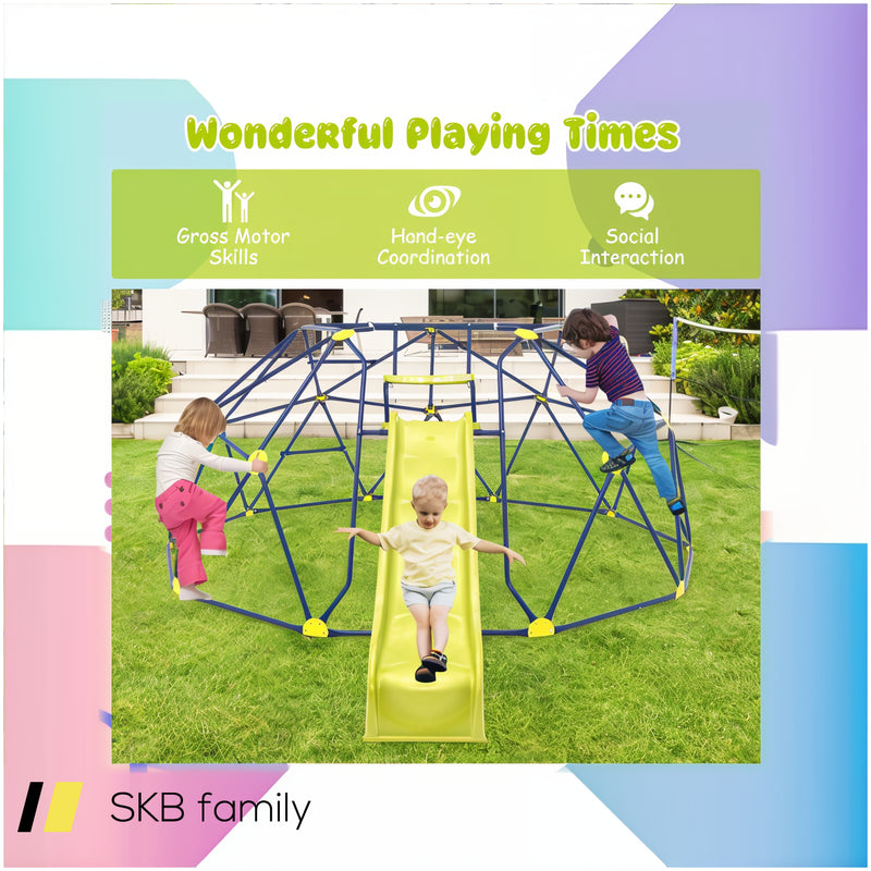 13.3 Ft Climbing Dome Geometric Dome Climber With Extended Wavy Slide And 2 Rest Platforms 240515-229193