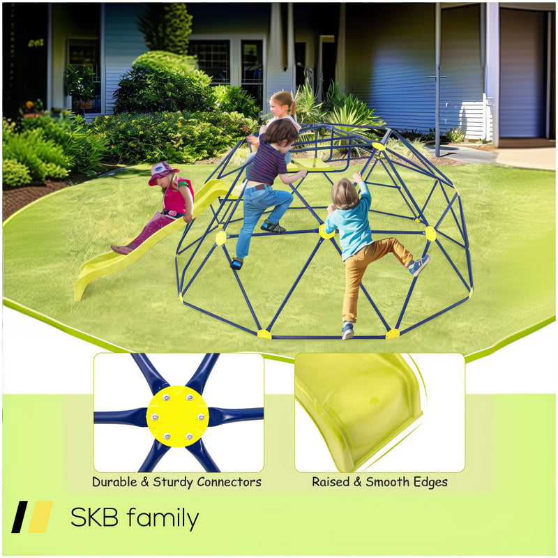 13.3 Ft Climbing Dome Geometric Dome Climber With Extended Wavy Slide And 2 Rest Platforms 240515-229193