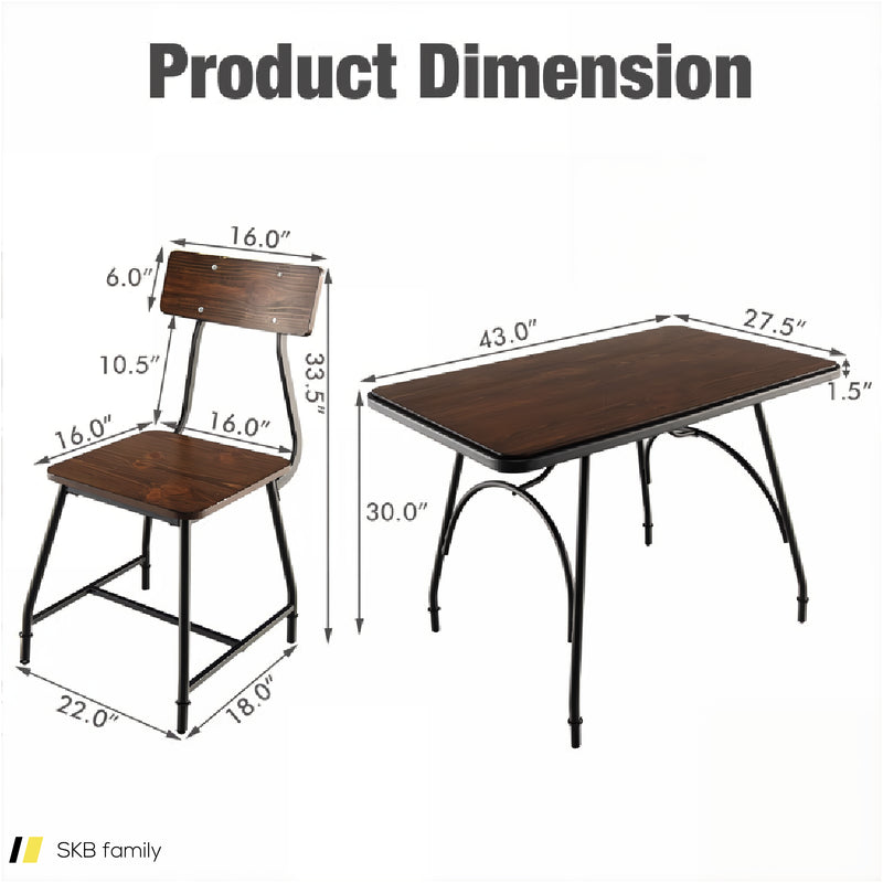 43 X 27.5 Inch Industrial Style Dining Table With Adjustable Feet 240515-229201