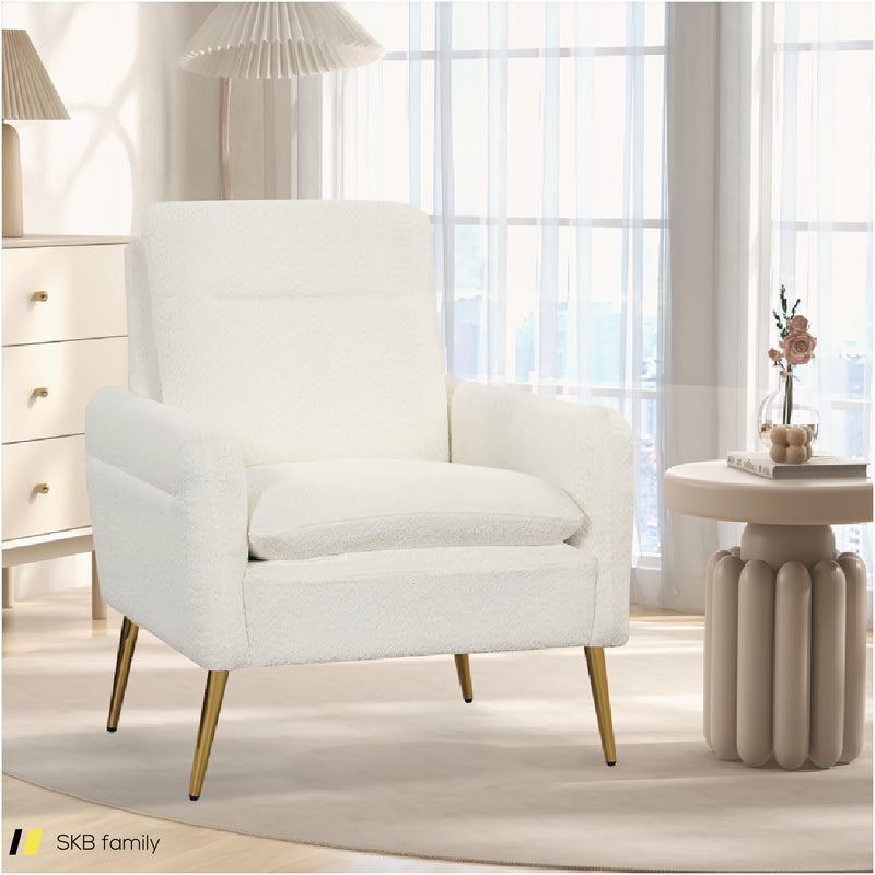 Upholstered Sherpa Modern Accent Armchair For Living Room 240515-229203