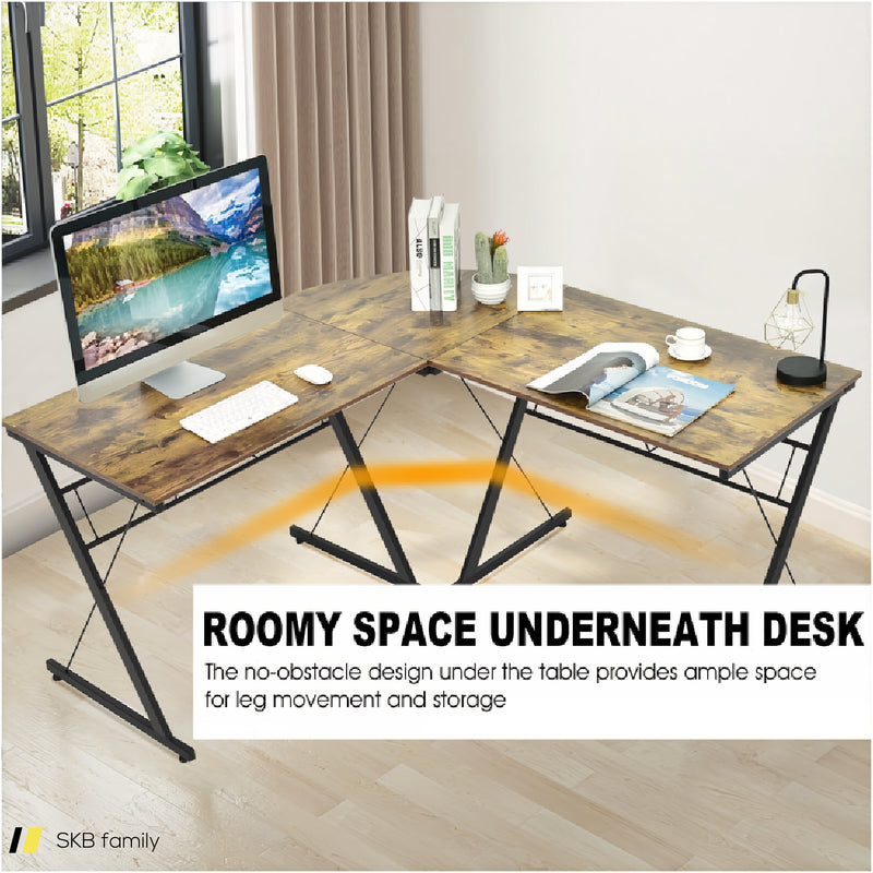 59 Inch L-Shaped Desk Corner Computer Desk With Round Corner 240515-229204