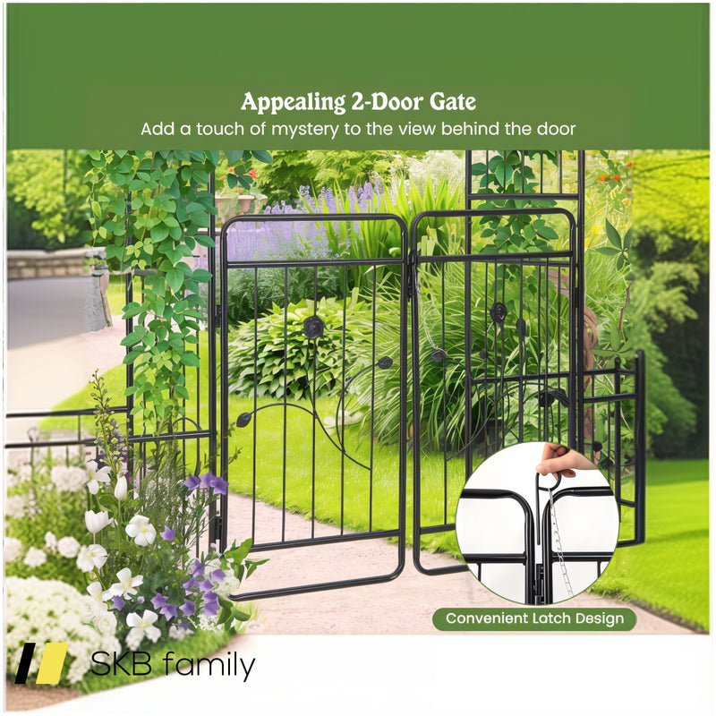 87 Inches Garden Arbor With Lockable Gate Side Planters 240615-229205