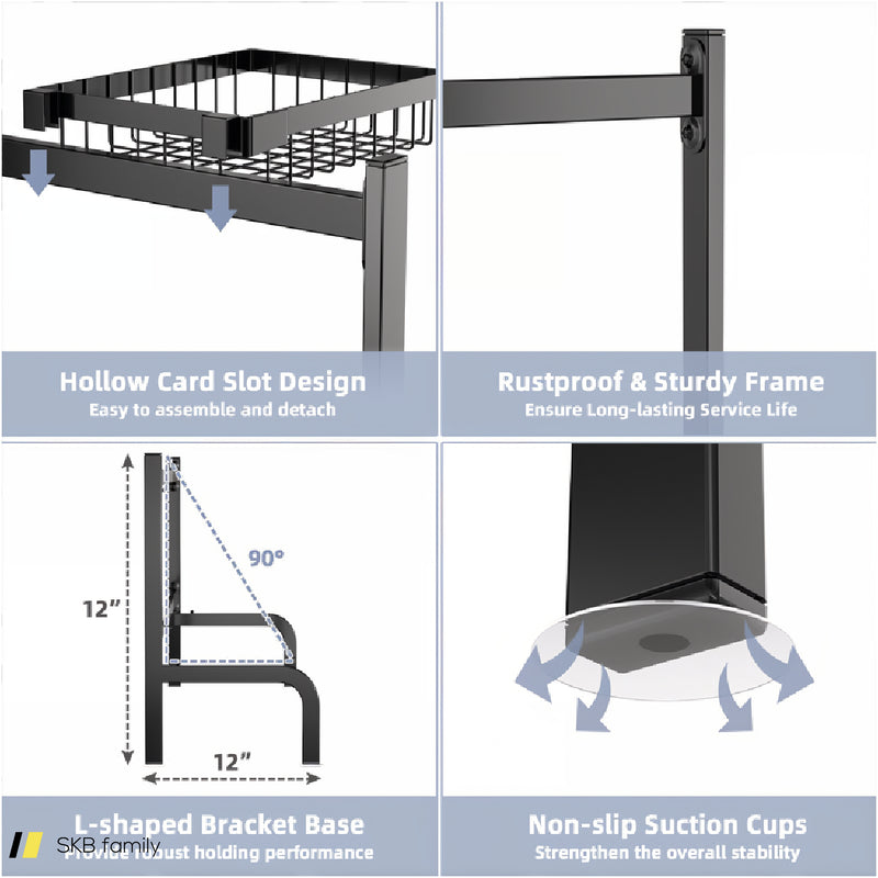 2 Tier Adjustable Over Sink Dish Drying Rack With 8 Hooks 240515-229207