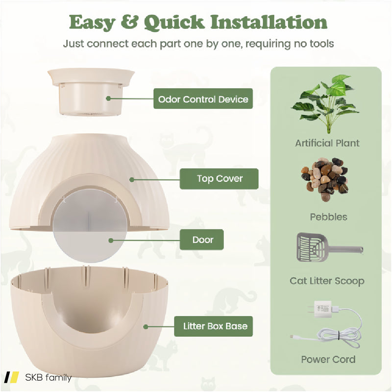 Smart Plant Cat Litter Box With Electronic Odor Removal & Sterilization 240515-229209