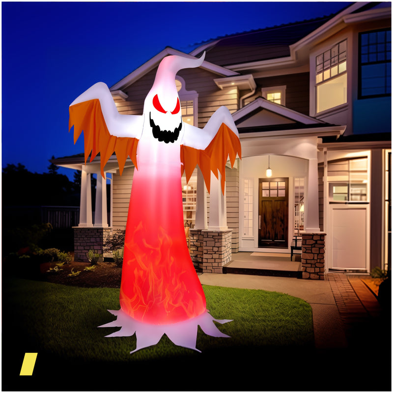 8 Feet Halloween Inflatable Ghost With Rotatable Flame Led Lights 240515-229234