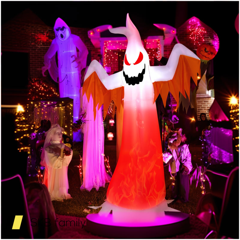 8 Feet Halloween Inflatable Ghost With Rotatable Flame Led Lights 240515-229234