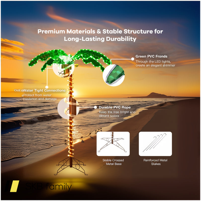 5 Feet Led Pre-Lit Palm Tree Decor With Light Rope 240515-229236