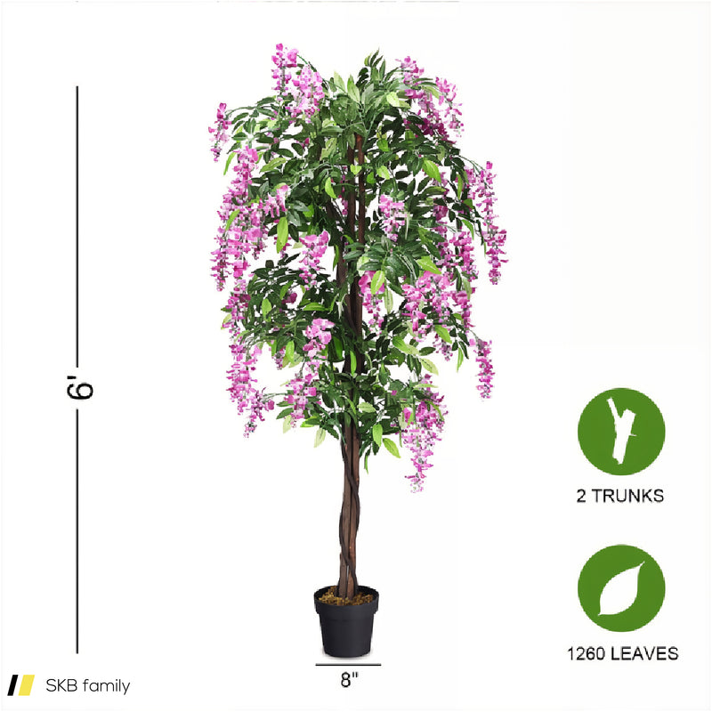 6-Feet Artificial Wisteria Silk Indoor-Outdoor Tree 240515-229246