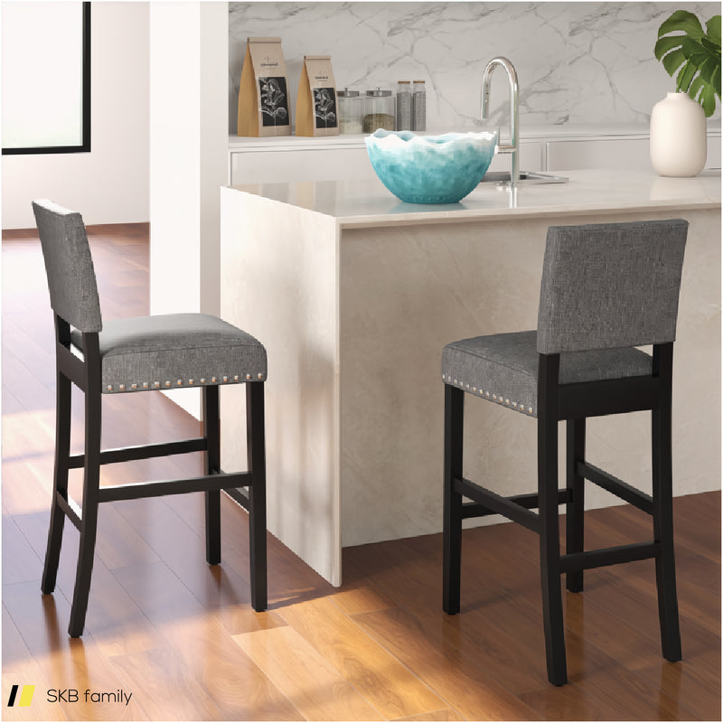 38.5/43.5 Inch Set Of 2 Counter Height Chairs With Solid Rubber Wood Frame 240515-229249