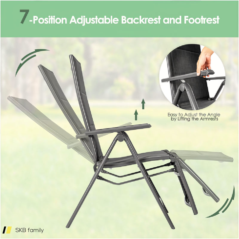 Aluminum Frame Adjustable Outdoor Foldable Reclining Padded Chair 240615-229257