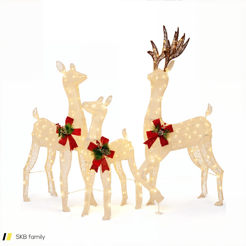 3-Piece Pre-Lit Christmas Reindeer Family With 230 Warm White Led Lights 240615-229265