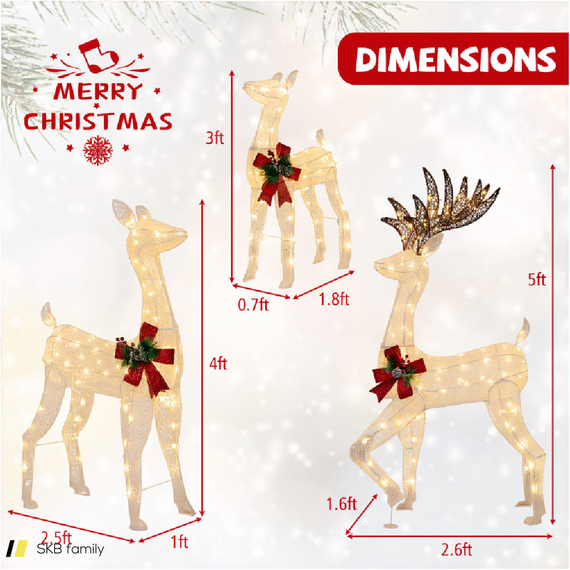 3-Piece Pre-Lit Christmas Reindeer Family With 230 Warm White Led Lights 240615-229265