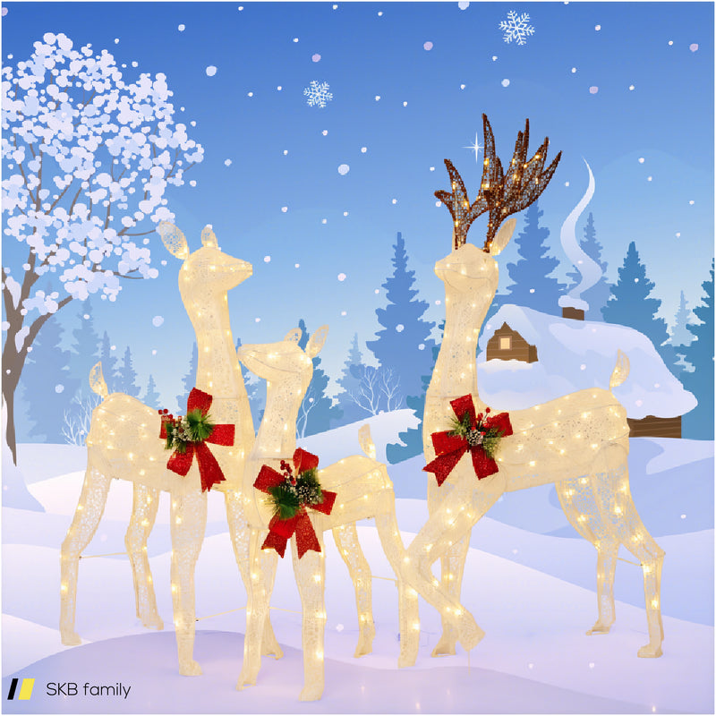 3-Piece Pre-Lit Christmas Reindeer Family With 230 Warm White Led Lights 240615-229265