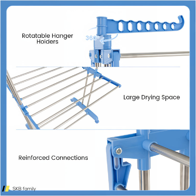 4-Tier Folding Clothes Drying Rack With Rotatable Side Wings 240615-229266