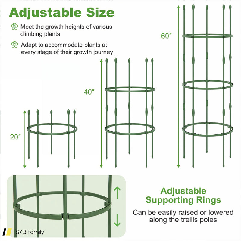 3-Pack Garden Trellis 40&Quot;/60&Quot; Tall Plant Support Stands With Clips And Ties 240615-229267