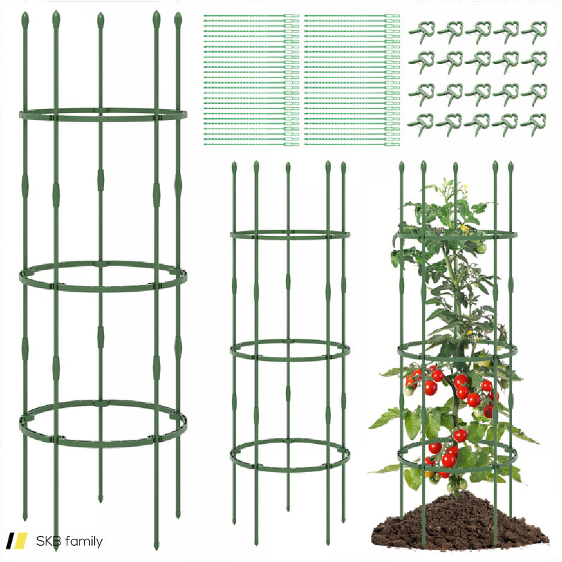 3-Pack Garden Trellis 40&Quot;/60&Quot; Tall Plant Support Stands With Clips And Ties 240615-229267